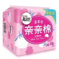 高洁丝经典系列丝薄棉柔日用卫生巾亲亲棉16+2片姨妈巾