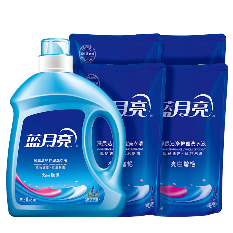 蓝月亮 洗衣精选 套装P 亮白薰3kg*1瓶+亮白薰1kg*4袋