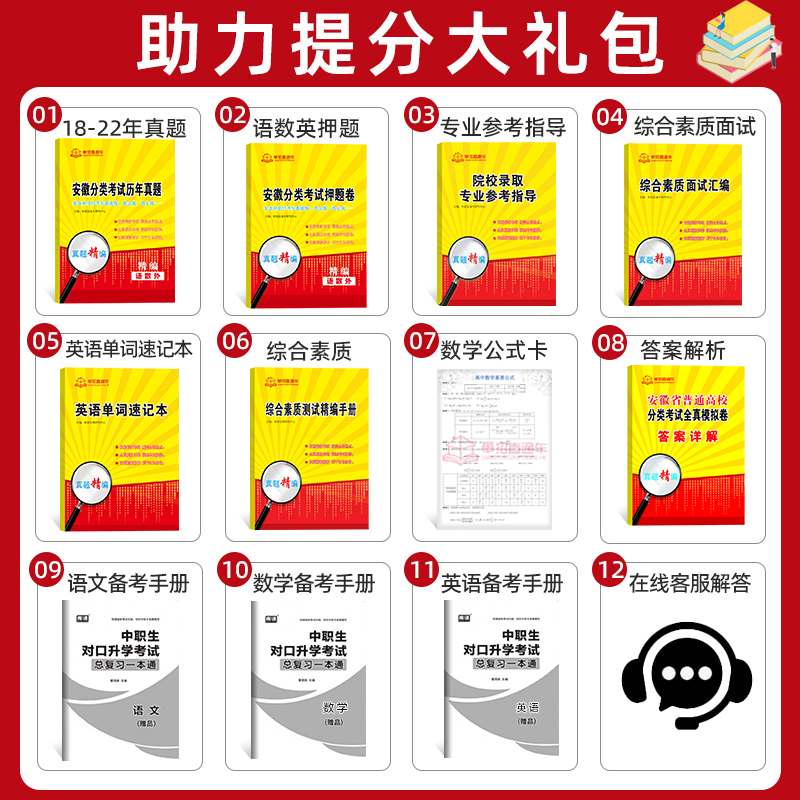 [醉染正版]安徽高职单招考试复习资料2024年职业适应性测试校考语数英安徽省自主招生普通高校分类考试真题试卷全真模拟春招高清大图