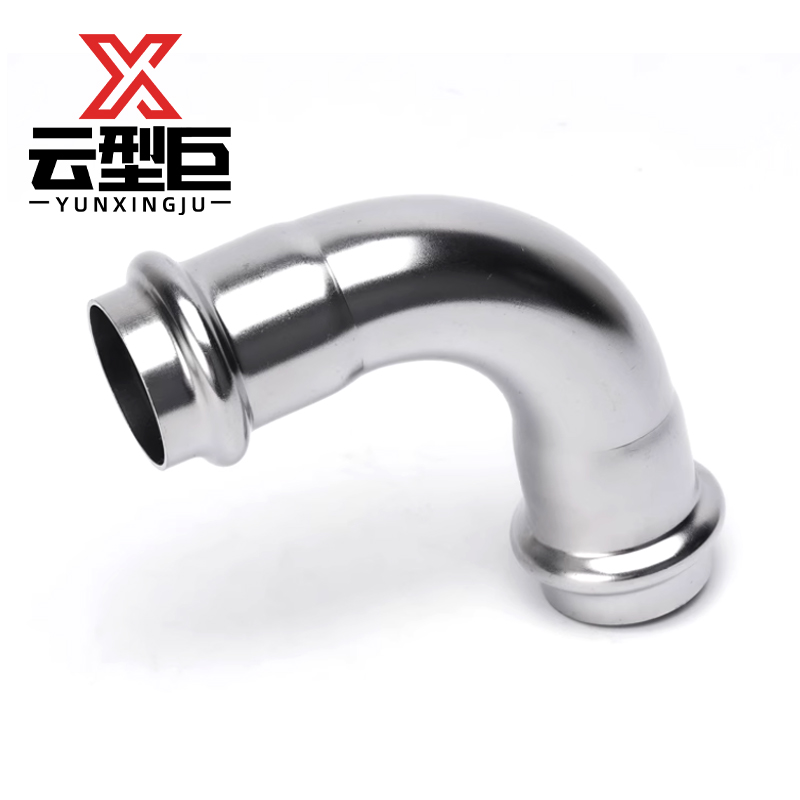 云型巨 不锈钢卡压90度弯头 不锈钢管件 304 单位：个高清大图