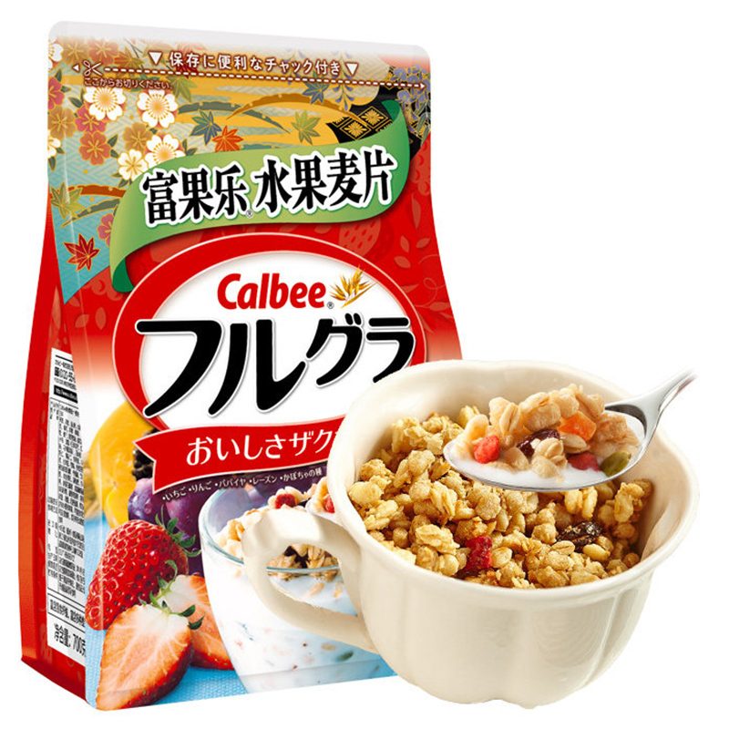 日本进口卡乐比calbee富果乐水果麦片原味袋装700g