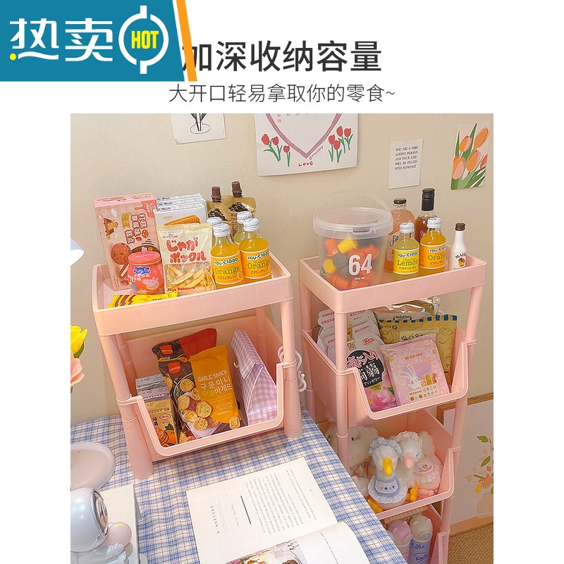 敬平零食置物架床头落地小推车宿舍器桌下移动书架收纳架ins风架子高清大图