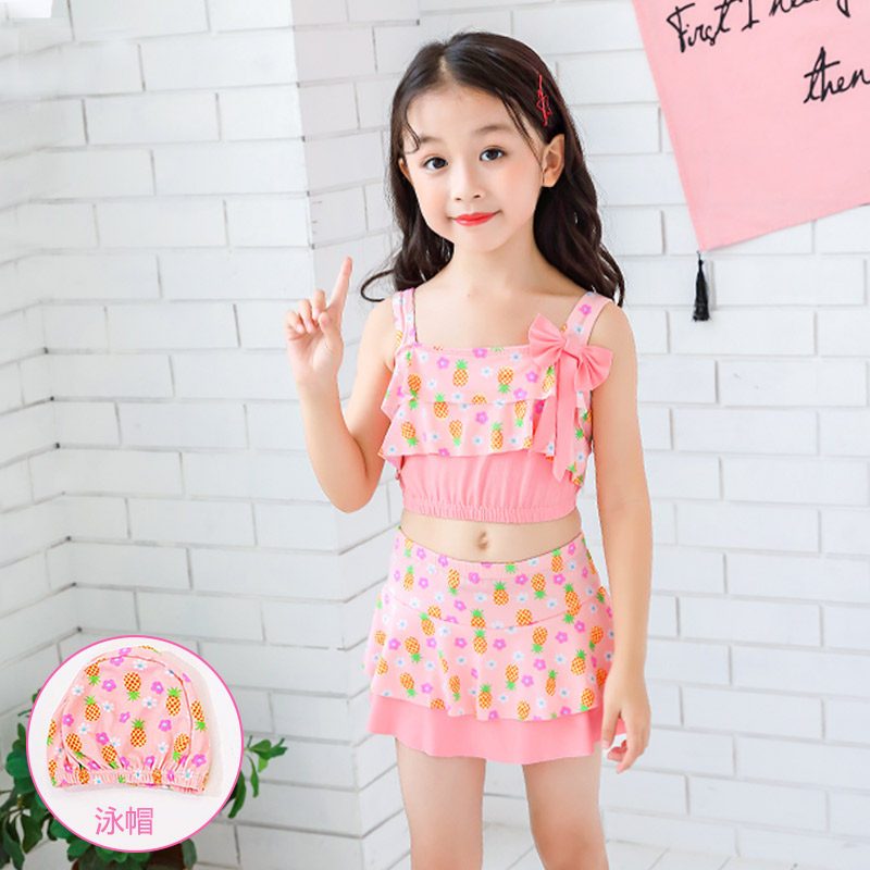 黛兰雪依女童泳衣分体宝宝裙式泳裤小孩中大童游泳衣泳装儿童比基尼
