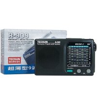 【加赠2节充电电池+两槽座充】德生收音机 R-909 黑色 老年人便携式 全波段 调频广播半导体袖珍便携收音机