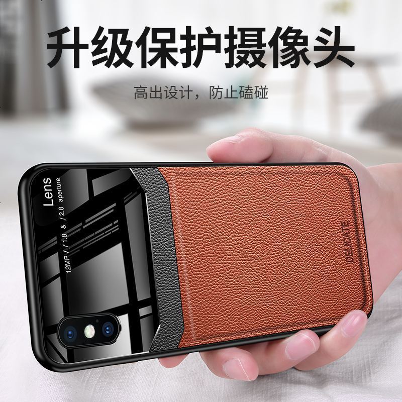 安美宝 苹果X/XSMax手机壳护眼皮纹iPhoneXR保护套新款男款商务潮牌x苹果PU皮质
