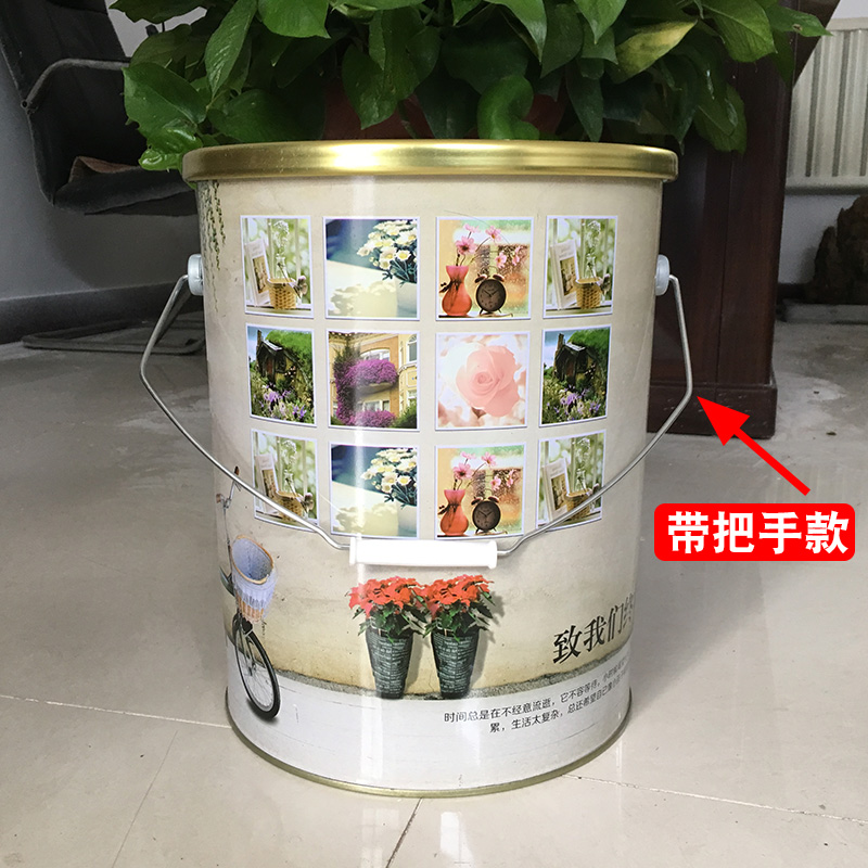 家柏饰(CORATED)铁艺垃圾桶分类精美图案饭店装饰简易家用客厅创意金属收纳桶高清大图