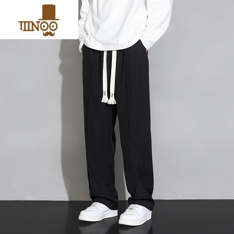 YANXU裤子男士宽松直筒阔腿卫裤男款潮牌装运动百搭休闲长裤高清大图