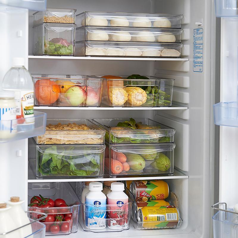 冰箱收纳盒冷冻可叠加水果蔬菜饺子盒家用厨房专用整理储物盒子 1701无盖/