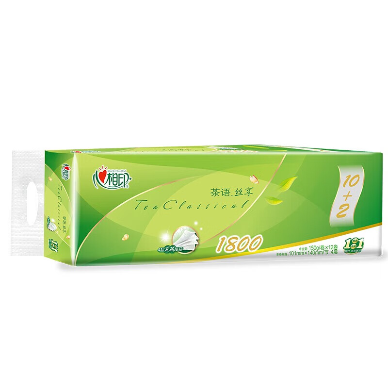 心相印 茶语丝享系列4层无芯卫生纸 150g/卷 12卷/提 3提装 RW912高清大图