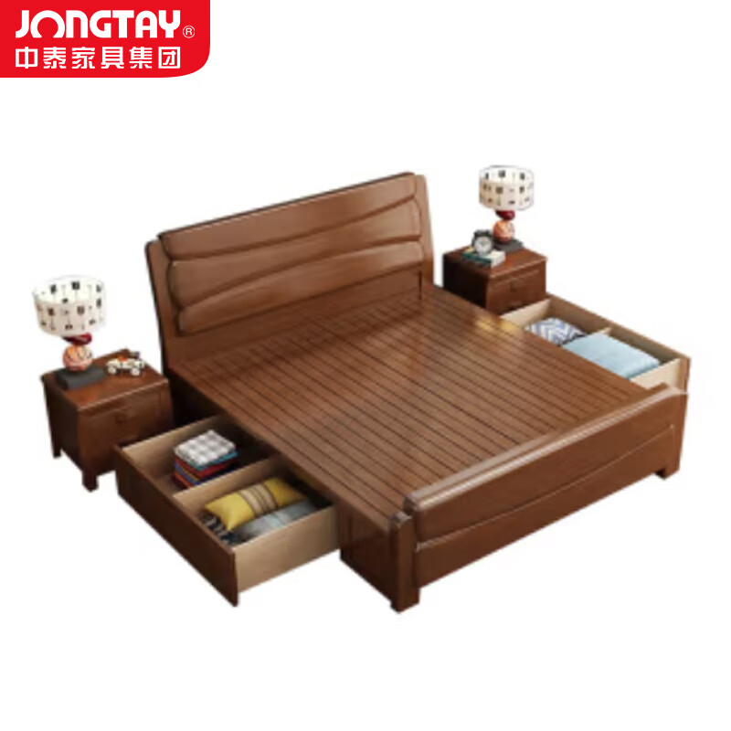 中泰(jongtay)1.0米实木床新中式简约接待床 J-CDZ91
