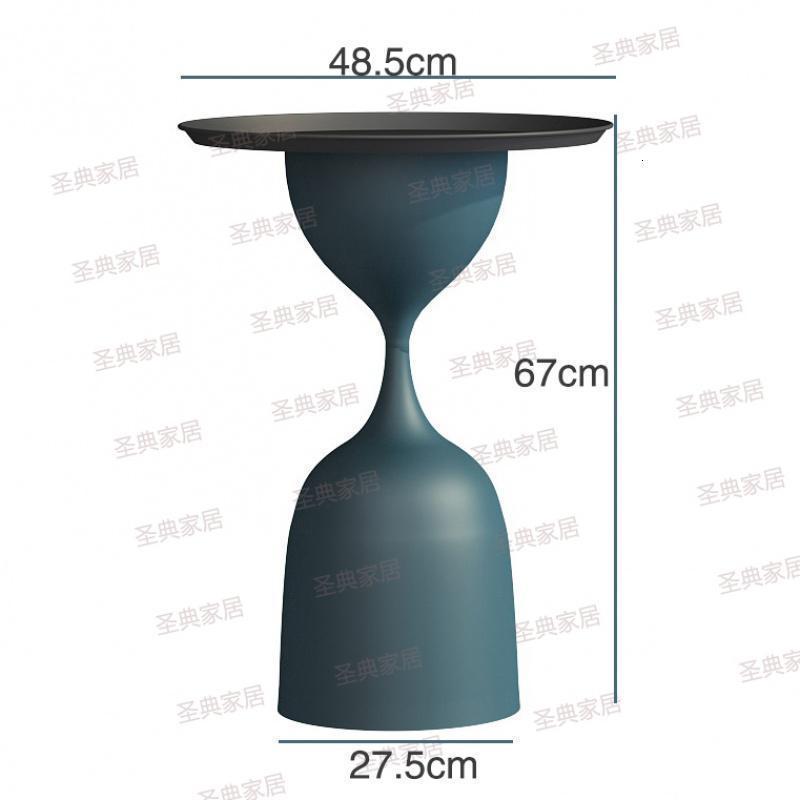 森美人北欧创意边几简约现代客厅沙发小茶几边柜圆形铁艺角几小圆桌 大号烤漆黑盘面+孔雀蓝底座组装