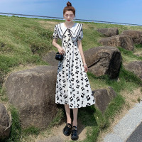 权小威 法式娃娃领碎花连衣裙女夏2022新款韩版收腰显瘦高级茶歇中长裙女
