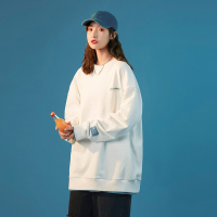 [直营]木林森(MULINSEN)秋冬新款假两件圆领卫衣女撞色袖标日系慵懒风外套户外休闲衣