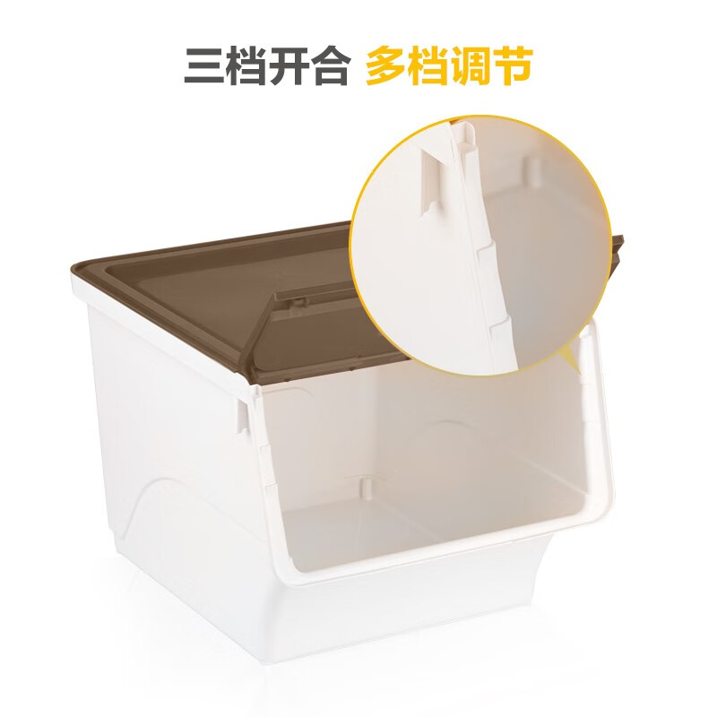 茶花塑料衣物收纳箱棉被整理箱34L 咖色 3个装高清大图