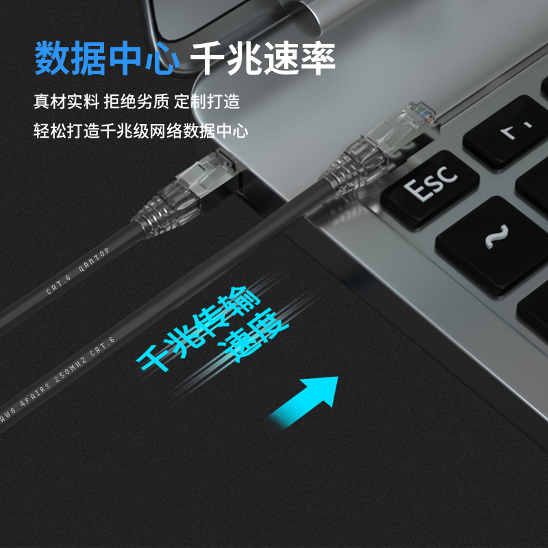 千天(QANTOP)CAT6网线工程家用宽带监控电脑跳线无氧铜芯双绞六类千兆高速成品网线数据机箱布线系统非屏蔽可定制黑色