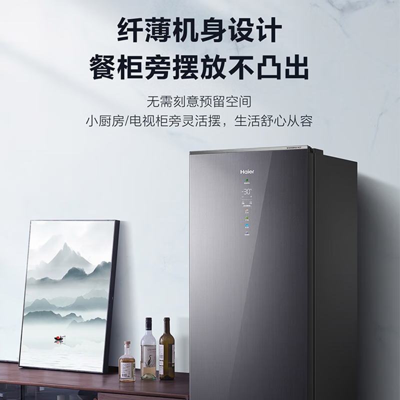 海尔立式冰柜大容量一级能效家用冷冻柜冷藏转换抽屉式侧开门单门冰箱母乳保鲜210升[彩晶+零下30度+智能触控]高清大图
