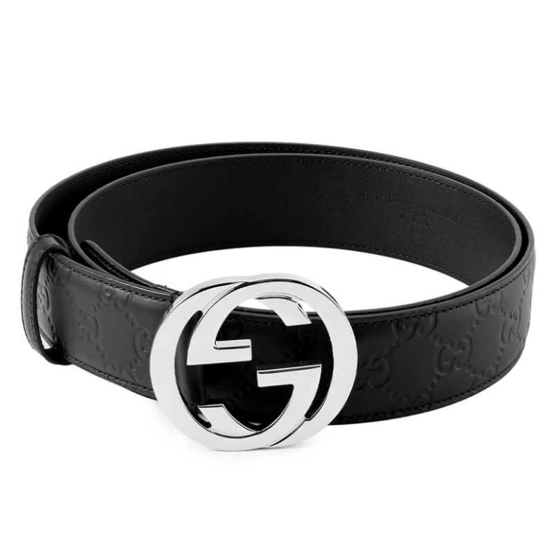 gucci古驰双g平滑扣 内黑腰带男款宽4cm