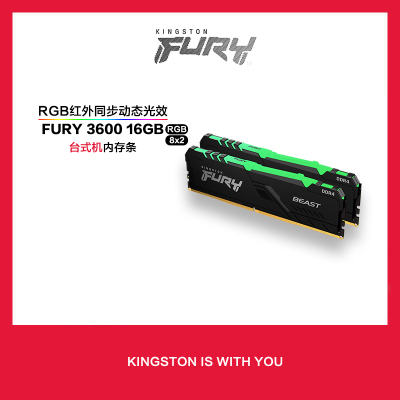 金士顿(Kingston)Fury Beast DDR4 3600 16GB(8G×2) 台式机内存条 RGB灯条