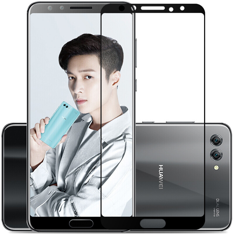 [买2送手机壳]轻万适用华为nova2s钢化膜honor玻璃贴膜huawei全屏丝印黑色高清钢化膜高清大图