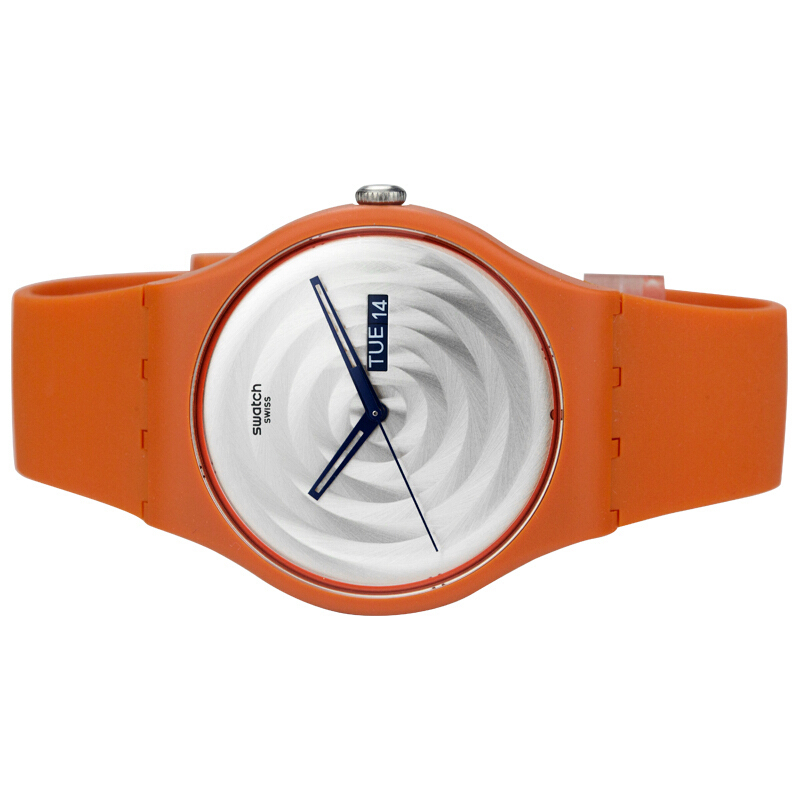 斯沃琪(SWATCH)手表 双向日历 树脂表带 石英男女通用腕表 鲜亮橙黄SUOO702