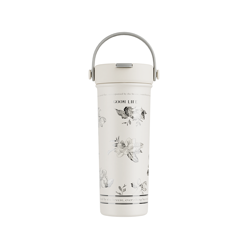 GOOM 艺术手绘系列保温杯 GM-23AW-B7 栀白-600ML