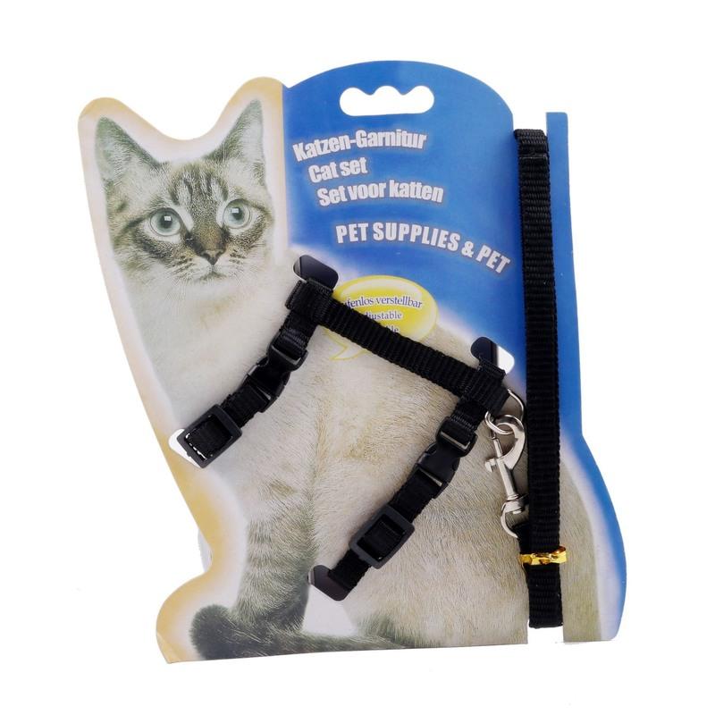 黑色 适合3-13斤猫咪 猫咪专用牵引绳防挣脱栓猫牵引带猫绳幼锚链子遛猫神器猫咪用品