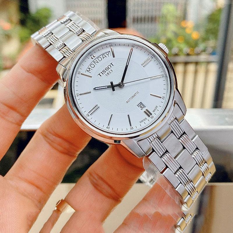 天梭tissot瑞士手表恒意海星系列全机械表男1853钢带双日历夜光男士