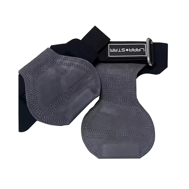 劳拉之星LS0731助力带牛皮健身护掌引体向上护腕硬拉手套一对 灰高清大图