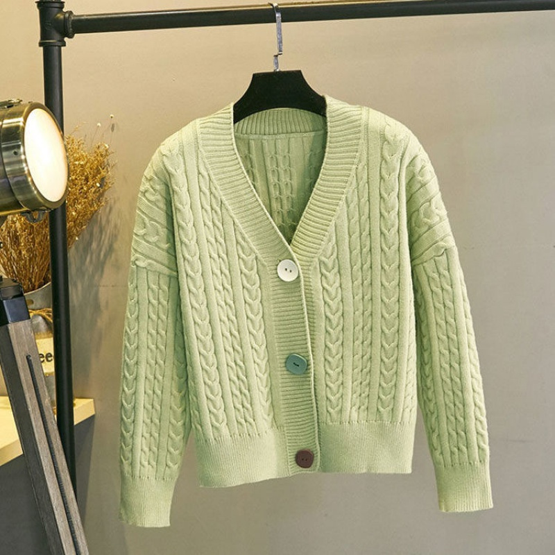 白织鸟针织开衫女毛衣外套新款莫代尔长袖外搭秋冬季韩版宽松加厚黑白