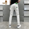 YANXU新款高端白色修身弹力小直筒牛仔裤男装潮流休闲百搭长裤子薄