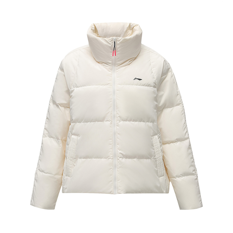 李宁短款短羽绒服女士新款训练系列冬季立领宽松白鸭绒运动服