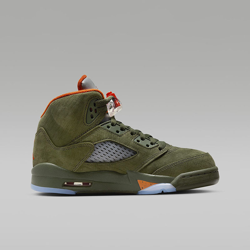 耐克Air Jordan 5 AJ5 军橄榄色高帮复古女款篮球鞋440888-308