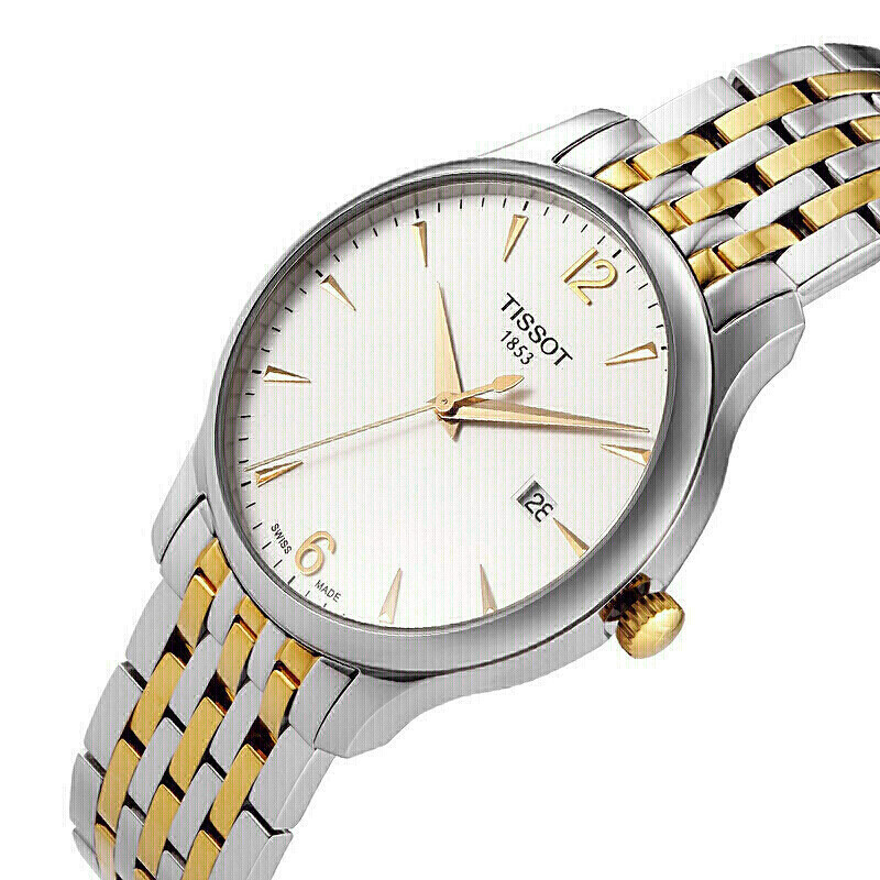 天梭tissot瑞士手表俊雅系列腕表钢带石英男表t0636102203700
