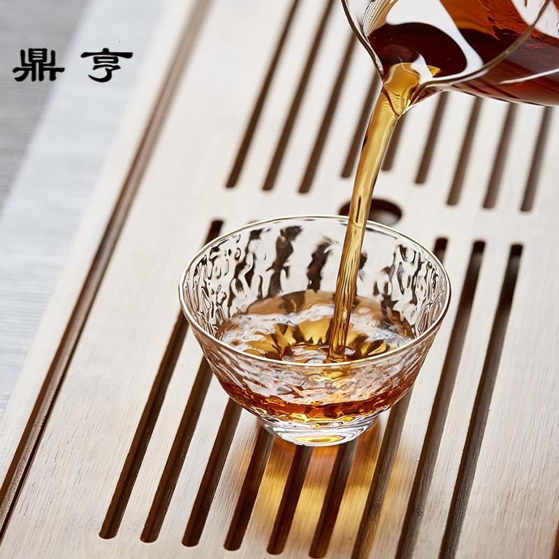 鼎亨日式锤纹品茗闻香杯耐高温玻璃茶杯手工茶具配件小杯子