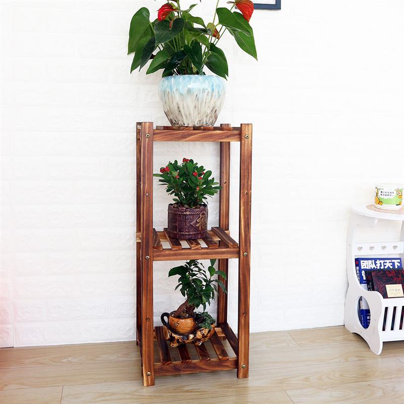 花架实木多层客厅阳台落地式碳化防腐木质花架子多肉植物花盆架