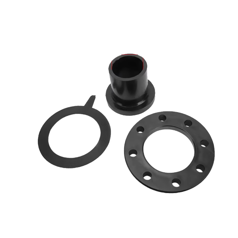 顶建pe法兰HDPE管连接法兰200MM对接法兰(法兰头+铁片+垫片)高清大图