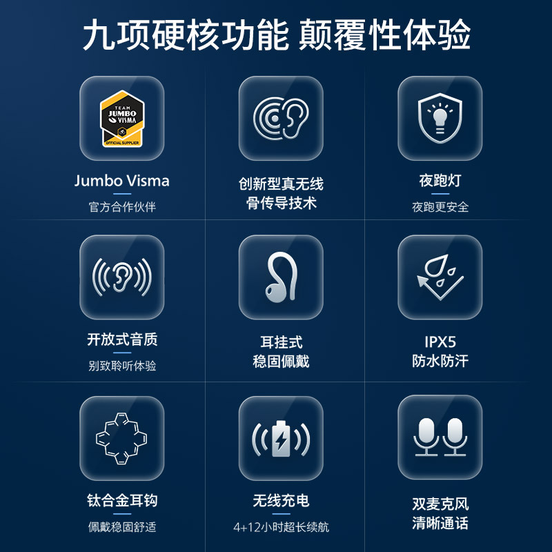 Philips/飞利浦TAA8606黑色 新型骨传导耳机无线蓝牙运动耳机挂耳式夜跑灯设计无线充电双麦克风降噪