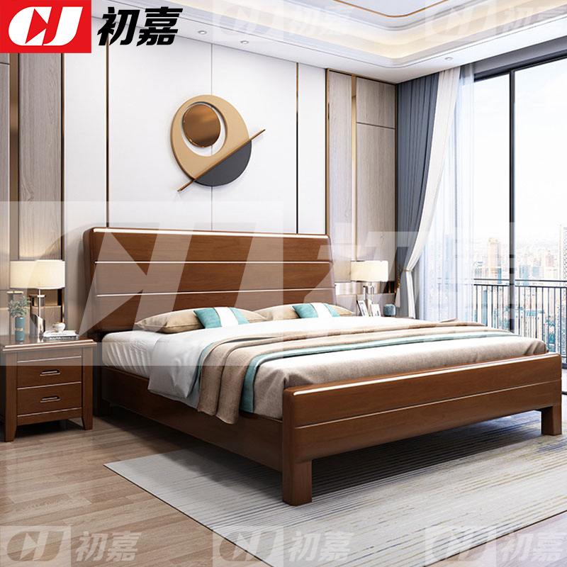 初嘉(CJ) 实木床宿舍家具1.5米单人床含一个床头柜 1500*2200*1100高清大图