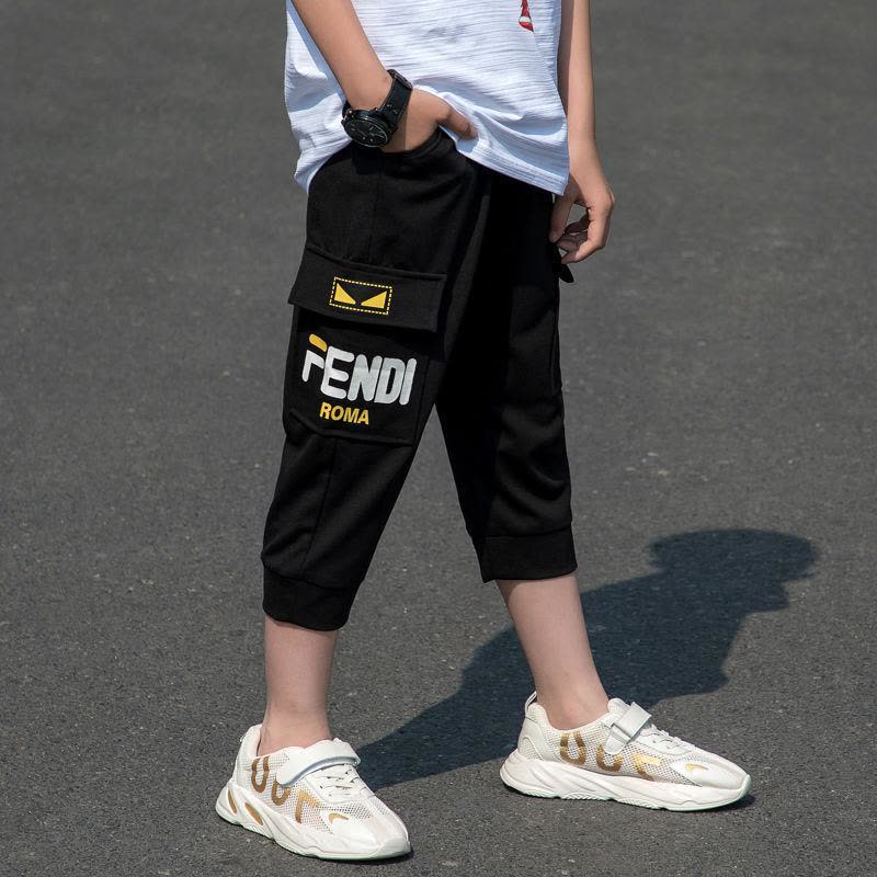 冰丝夏季薄款男童七分裤韩版中裤休闲运动短裤弹力宽松男童工装裤图片