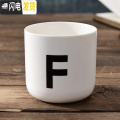 三维工匠陶瓷北欧英文字母创意姓氏咖啡厅装饰无手柄情侣漱口马克茶is水杯 字母杯：F款【升级款】