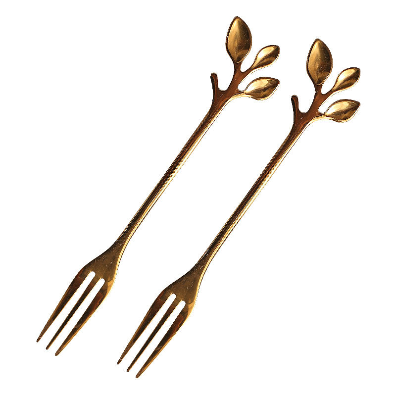 欧式水果叉套装不锈钢叉子创意可爱韩国时尚家用月饼叉水果签果插金