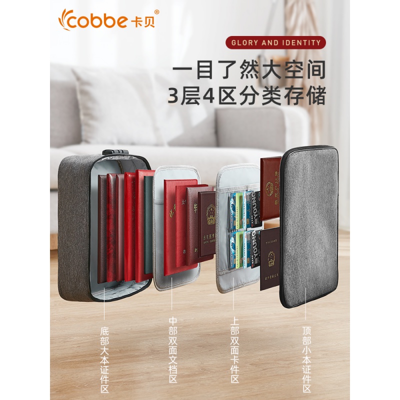 家柏饰(CORATED)家用收纳包盒家庭多层大容量多功能箱证文件护照卡包整理袋高清大图