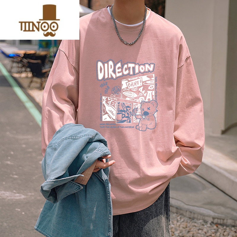 YANXU青少年男生长袖t恤男潮流初中高中学生上衣服薄款大码高清大图