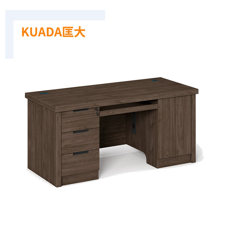 匡大 板式办公桌职员桌固定办公柜职员桌1.6*0.6米KD66-B1606黑胡桃色高清大图