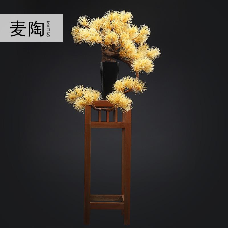 美帮汇创意仿真迎客松盆景家居摆件客厅玄关软装绿植样板间陶瓷摆件高清大图