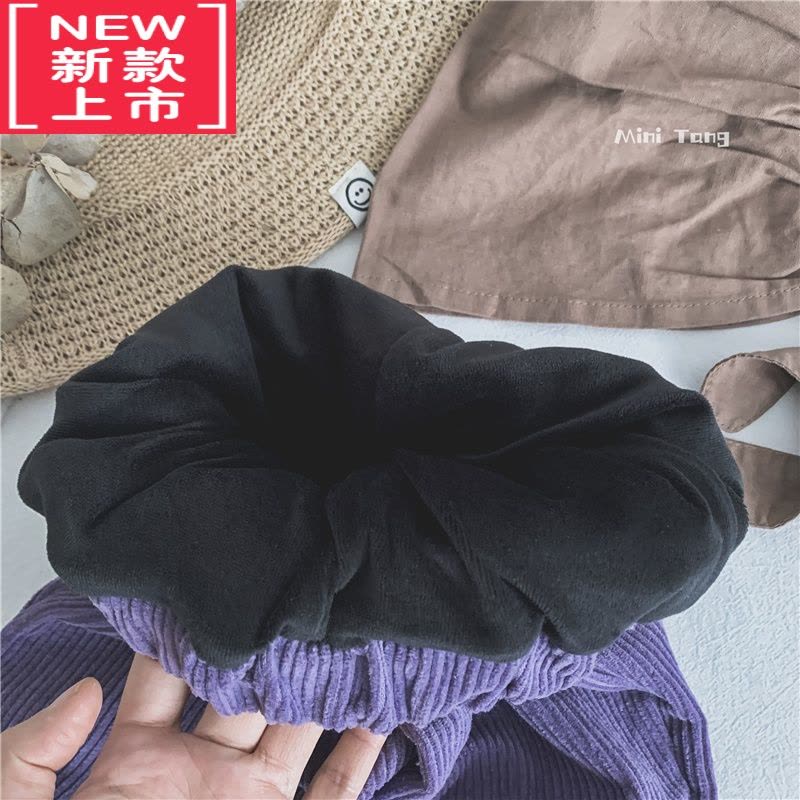 可莉允韩国复古紫色~儿童加绒保暖灯芯绒休闲裤子男女宝宝长裤萝卜裤冬保暖裤图片