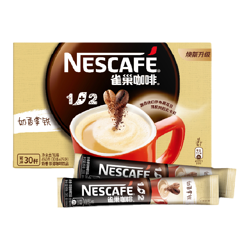 雀巢咖啡经典1+2奶香拿铁速溶咖啡粉偏甜三合一咖啡30条盒装