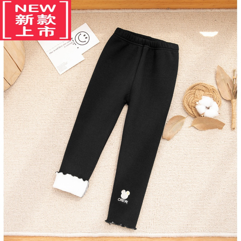 可莉允宝宝加绒裤子冬加厚女童打底裤秋冬薄绒儿童小童保暖女宝外穿保暖裤