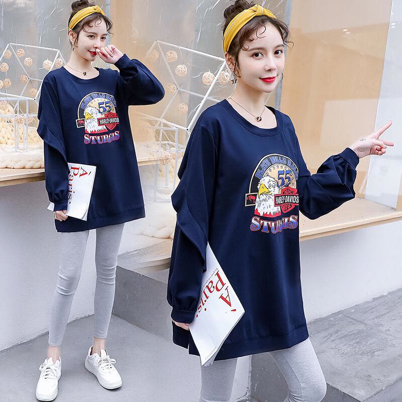 迪鲁奥(DILUAO)孕妇装春秋装大码时尚孕妇卫衣套装秋冬季韩版中长款孕妇上衣图片