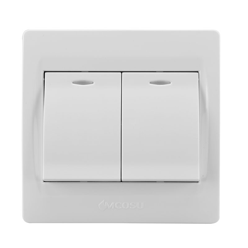 薄明装双控双开二位双联二开双控床头2开电器墙壁开关插座明线